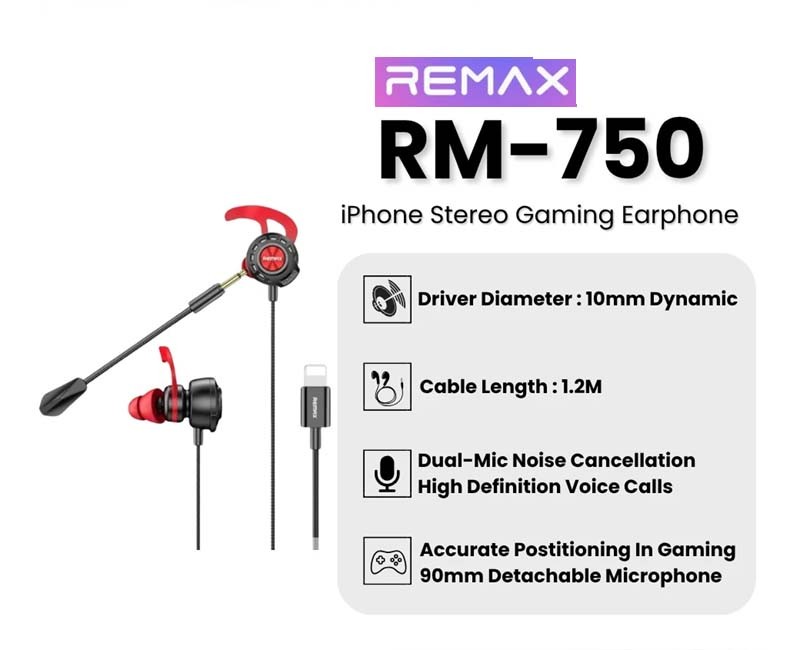 REMAX iPhone Gaming Earphone Lightning RM750